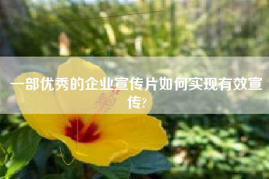 一部?jī)?yōu)秀的企業(yè)宣傳片如何實(shí)現(xiàn)有效宣傳?